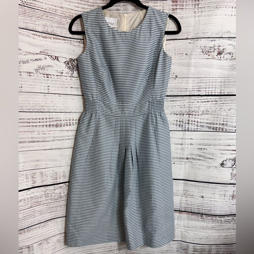 AKRIS Punto Dress‎ Womens Size 4 Blue Striped Fit and Flare Preppy Knee length